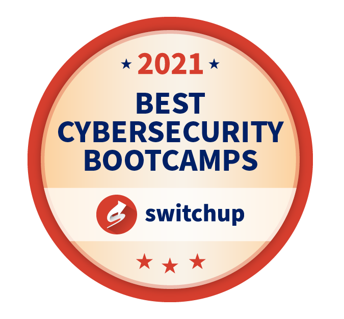 Award badge for 2021 Best Cybersecurity Bootcamps from switchup