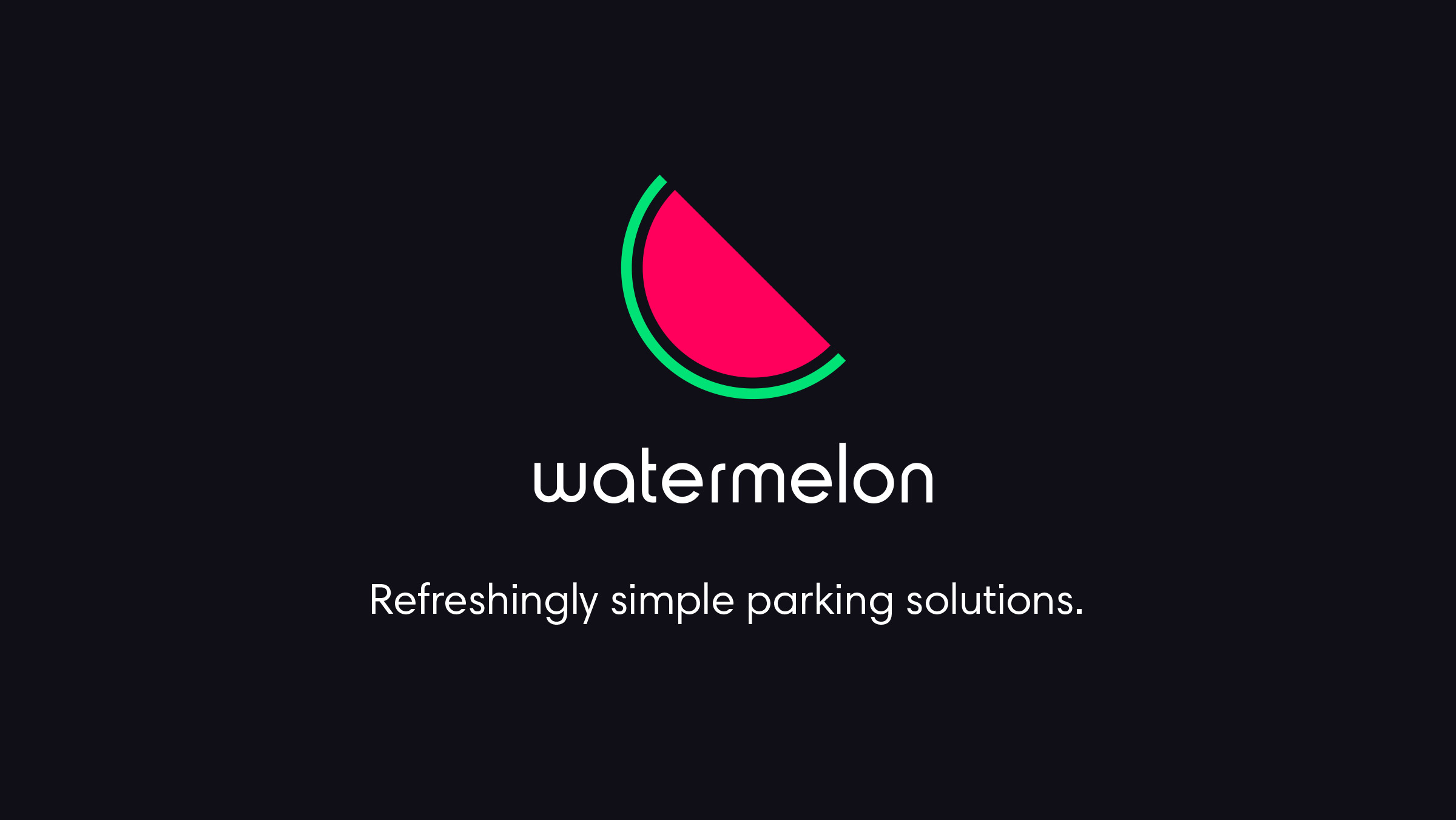 Watermelon. Brand logo and tagline, 'Refreshingly simple parking solutions'.