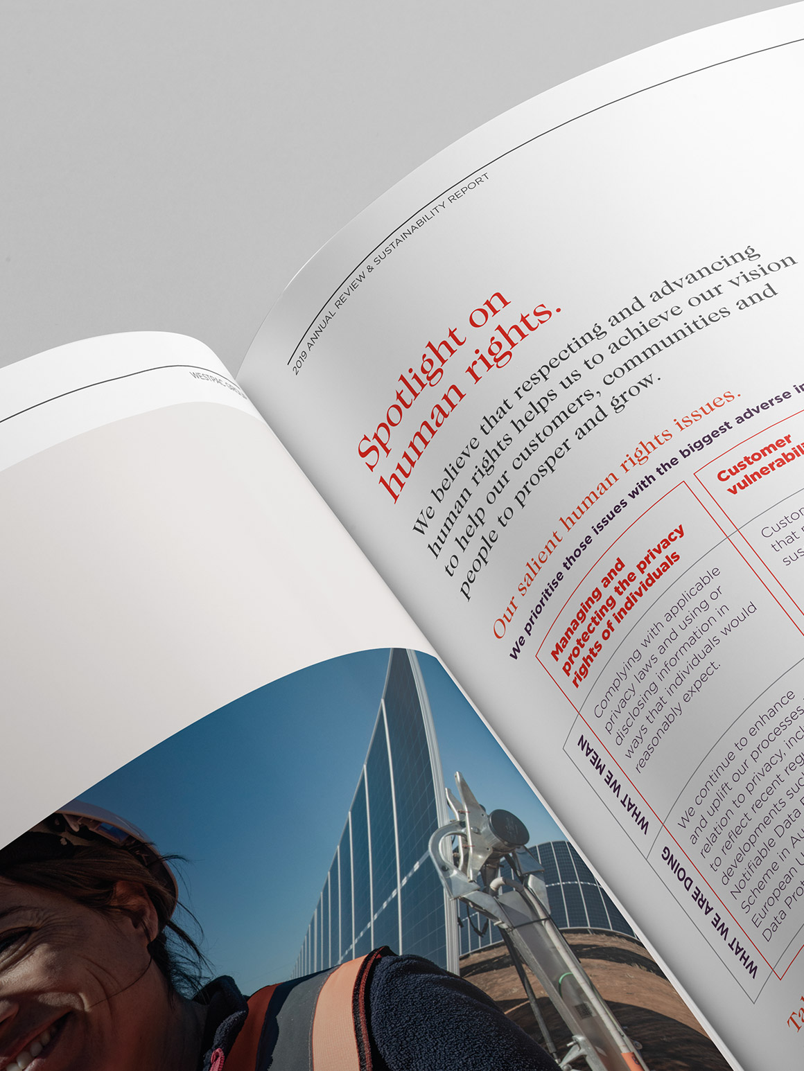 Westpac 2019 Annual Report. Inside spread detail.