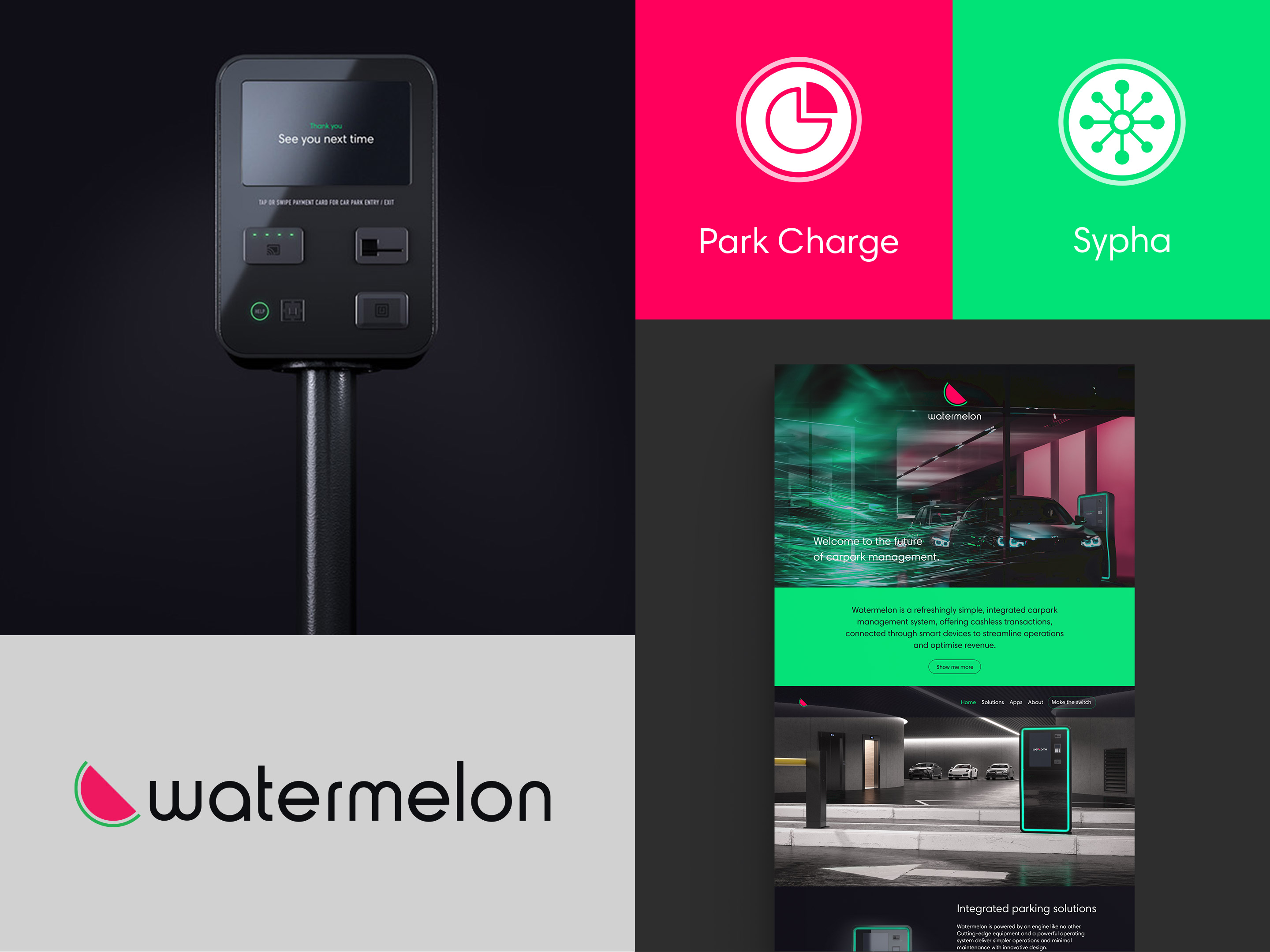 Watermelon. Brand overview with logo, iconography and interface designs.