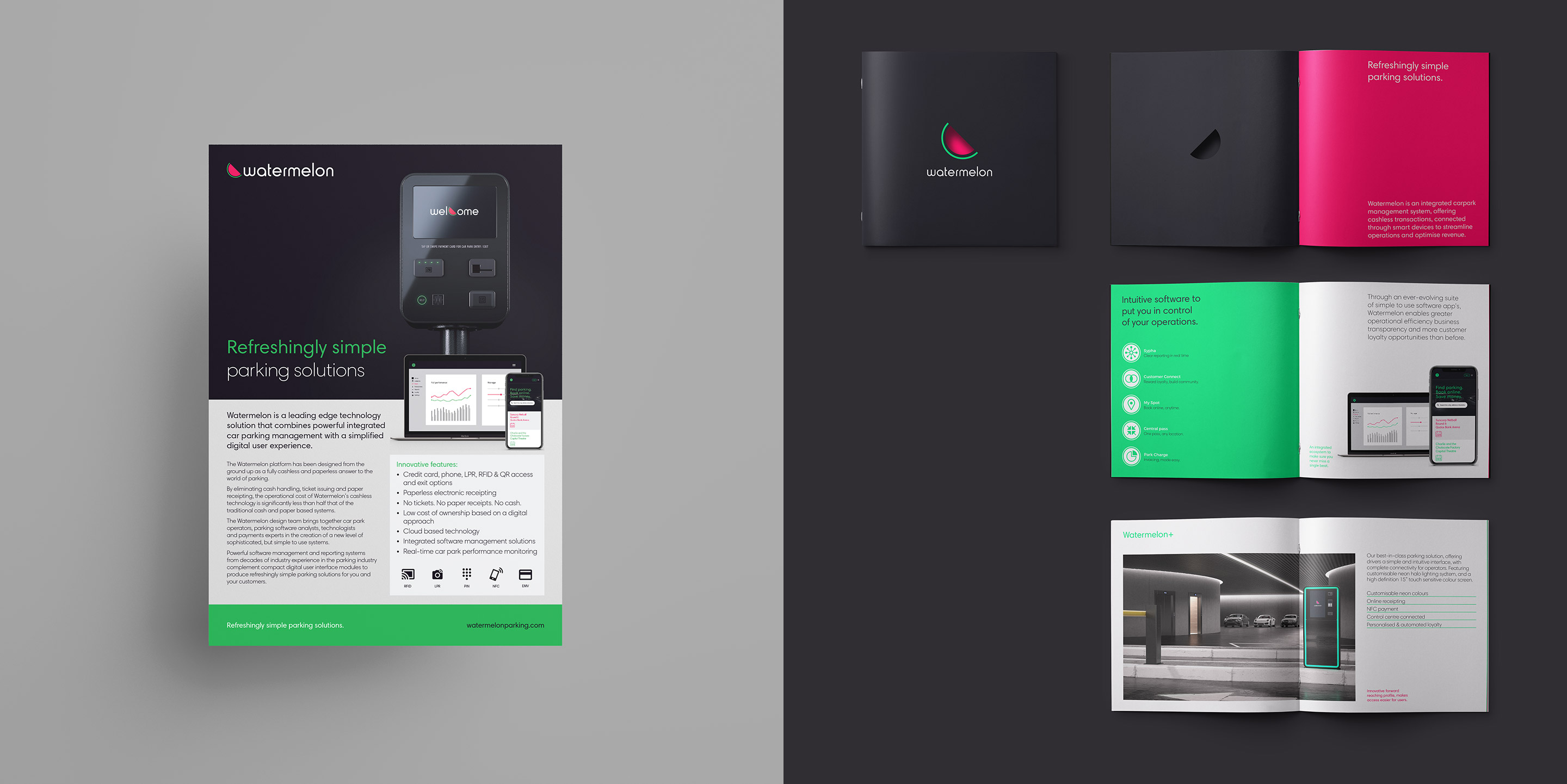 Watermelon. Parking solutions information leaflet and printed booklet.