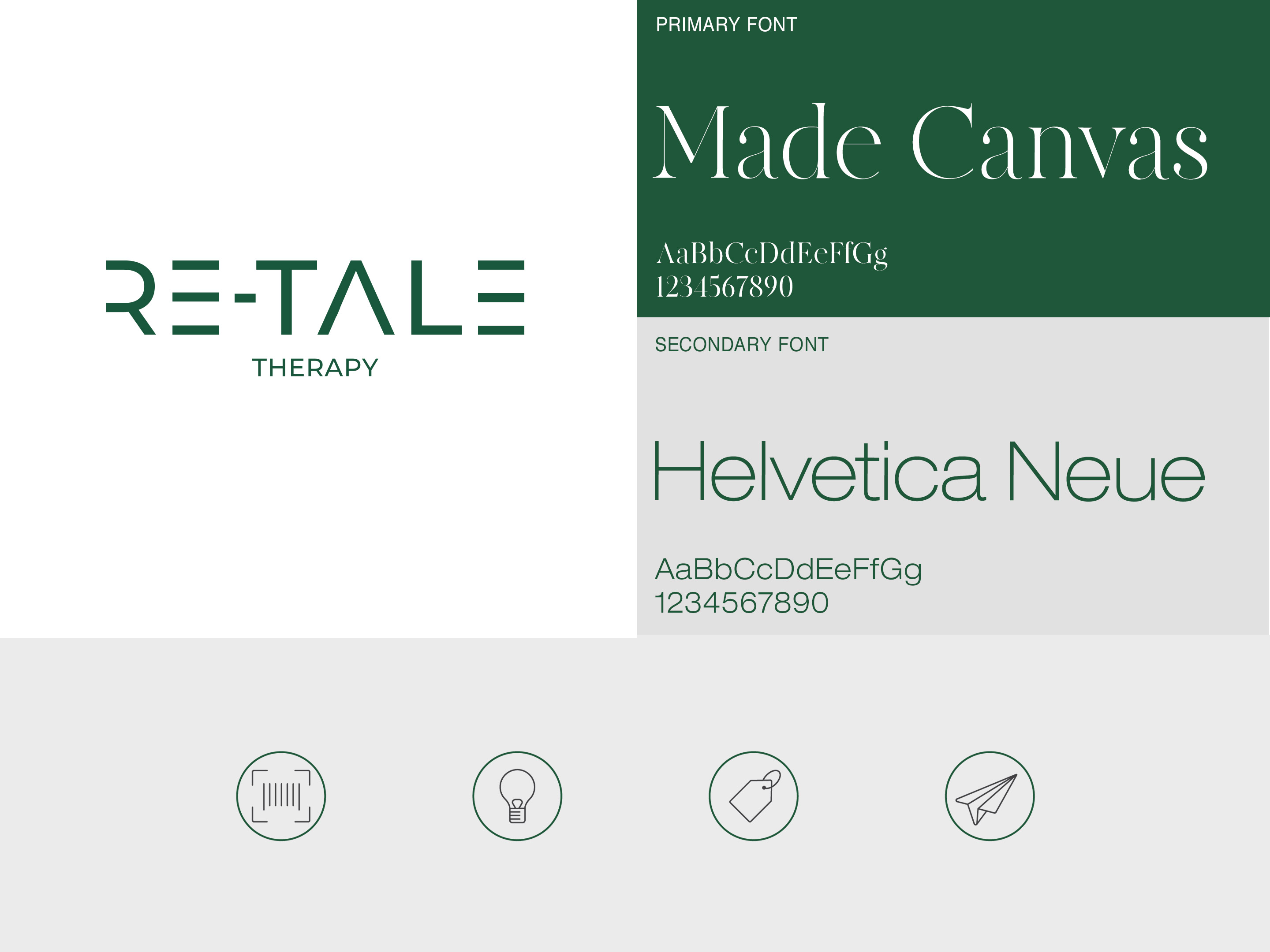 Aventus. Re-Tale Therapy. Brand overview of logo, typography and iconography.