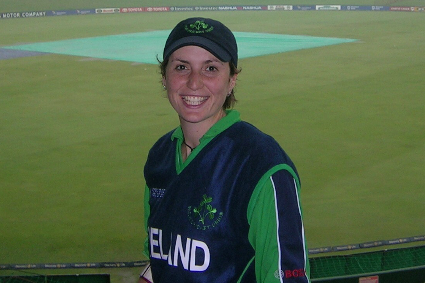 Emma Beamish playing cricket for Ireland