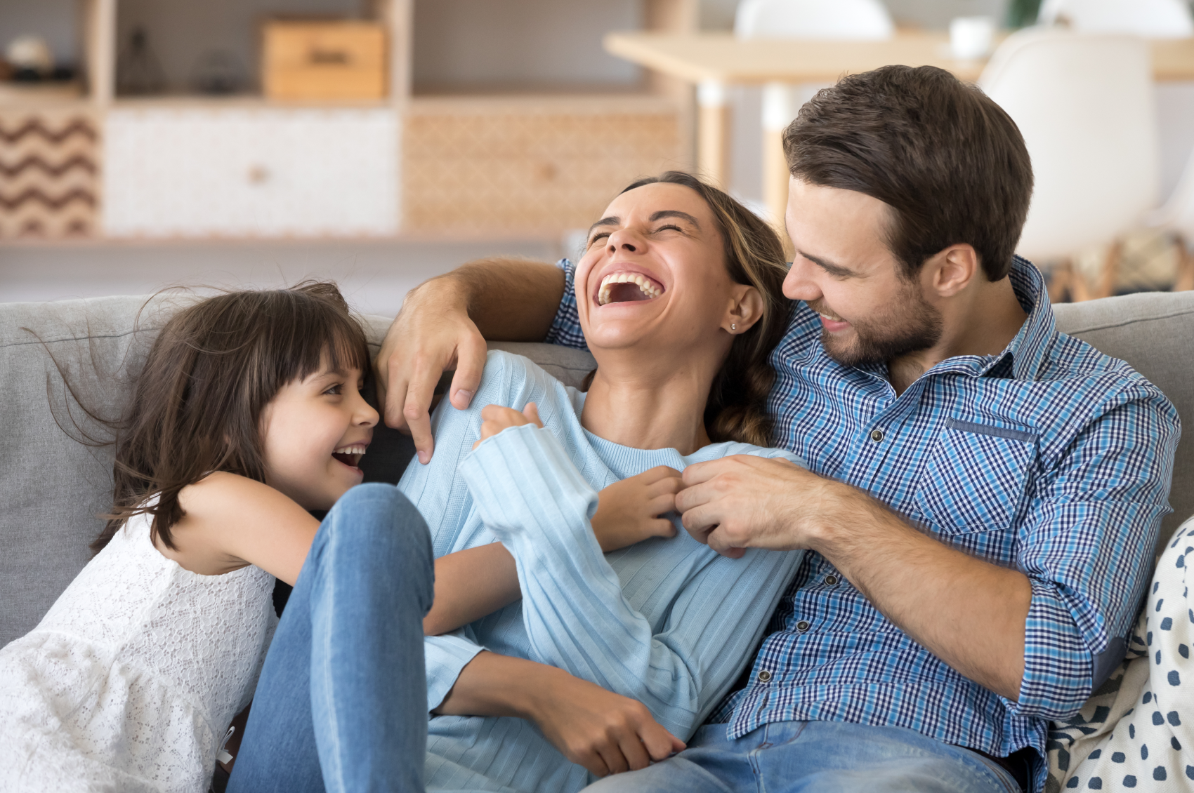 A family laughing together