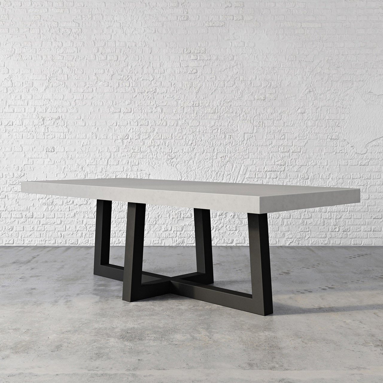 Table de béton grise avec pattes noires