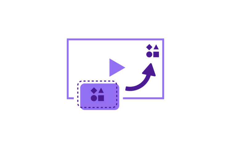 Rectangle with shapes pointing into another rectangle with shapes