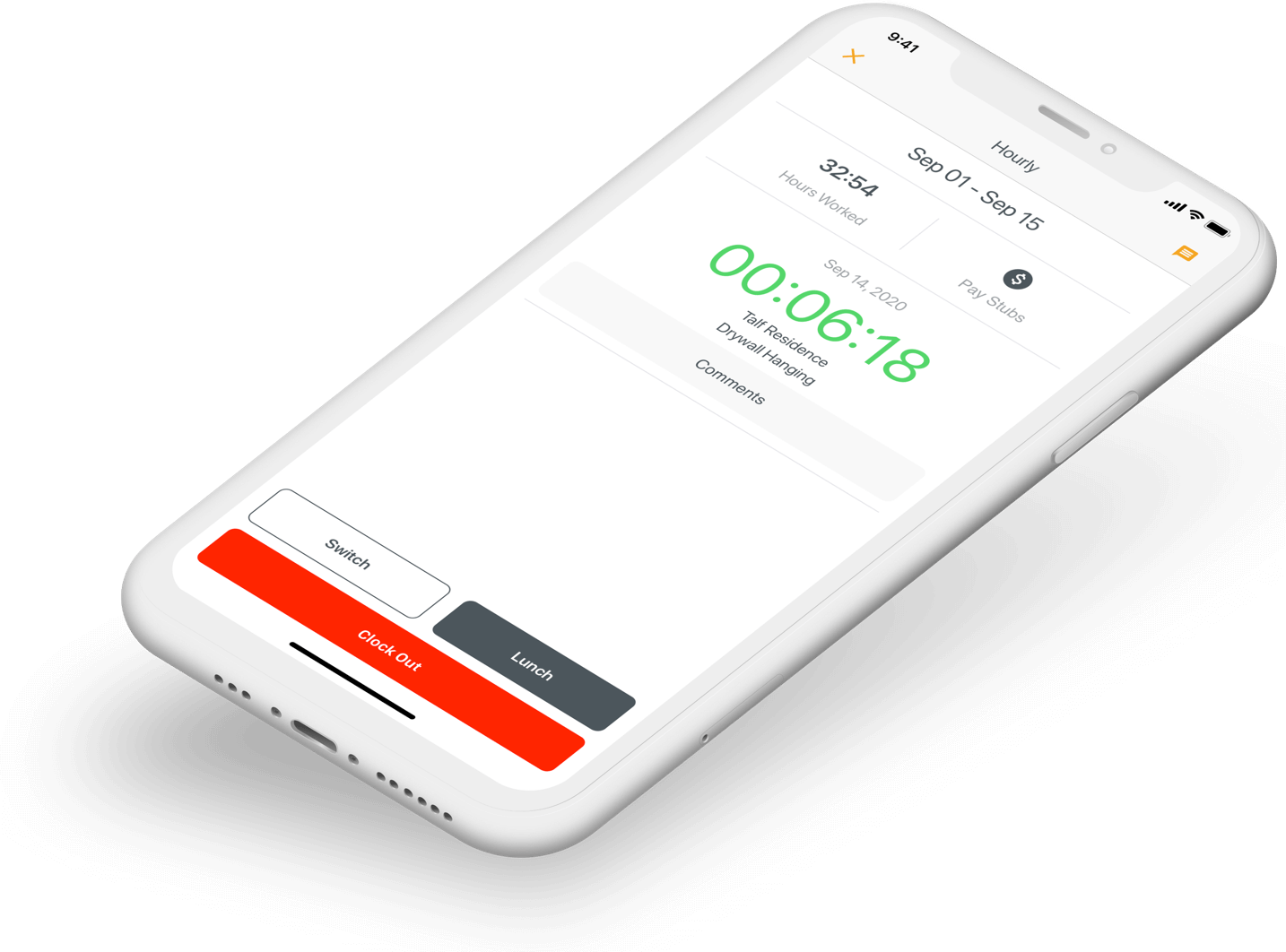 Hourly app employee's view of worked hours