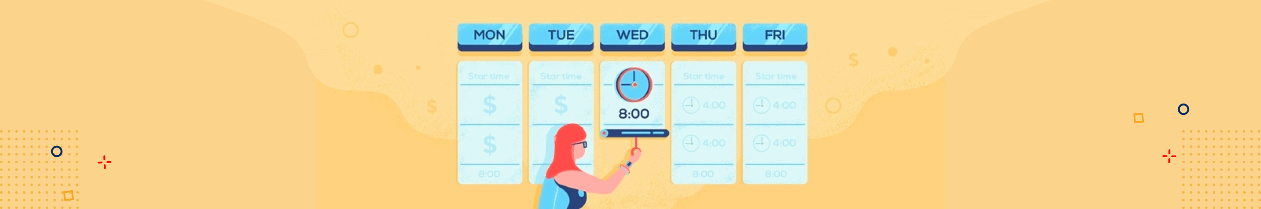 Illustration of tracking time throughout the week.
