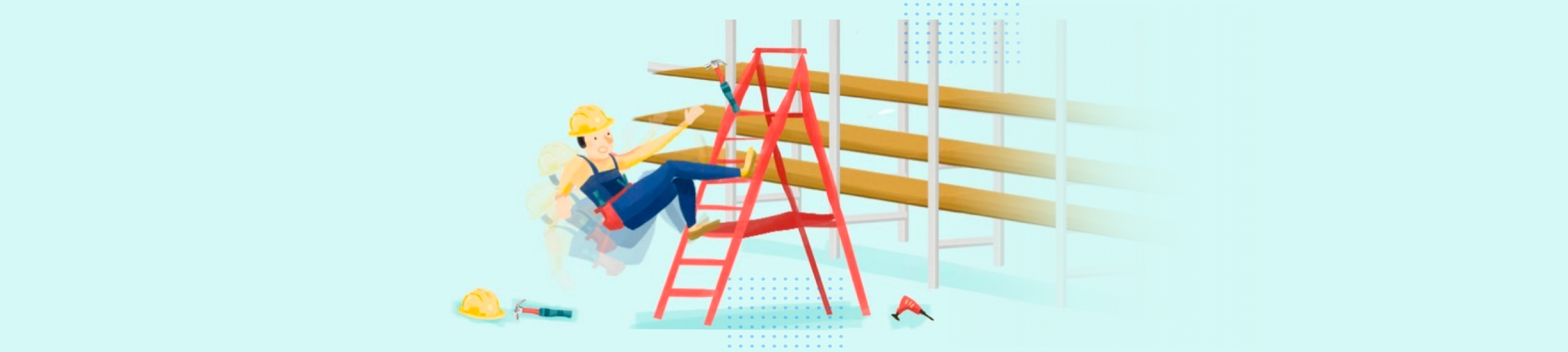 Illustration of guy falling from
ladder at construction.