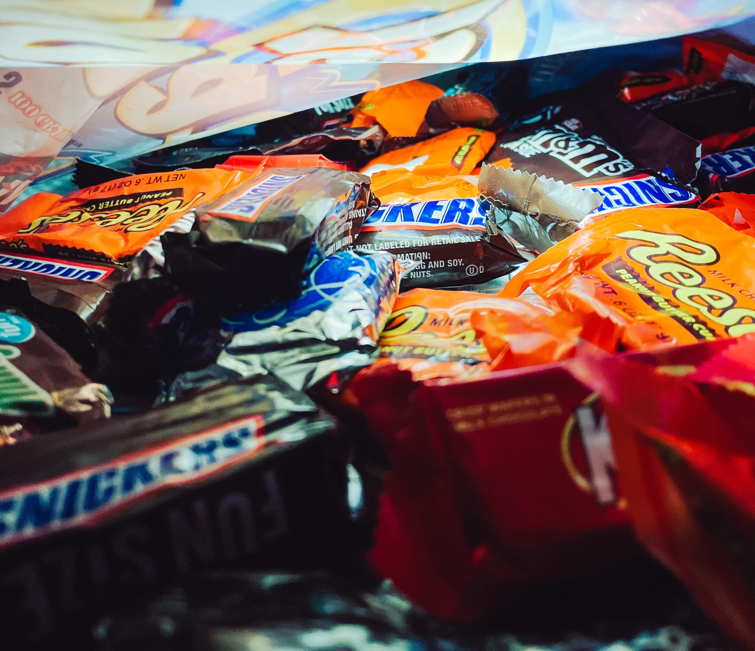 Candy bars in a bag