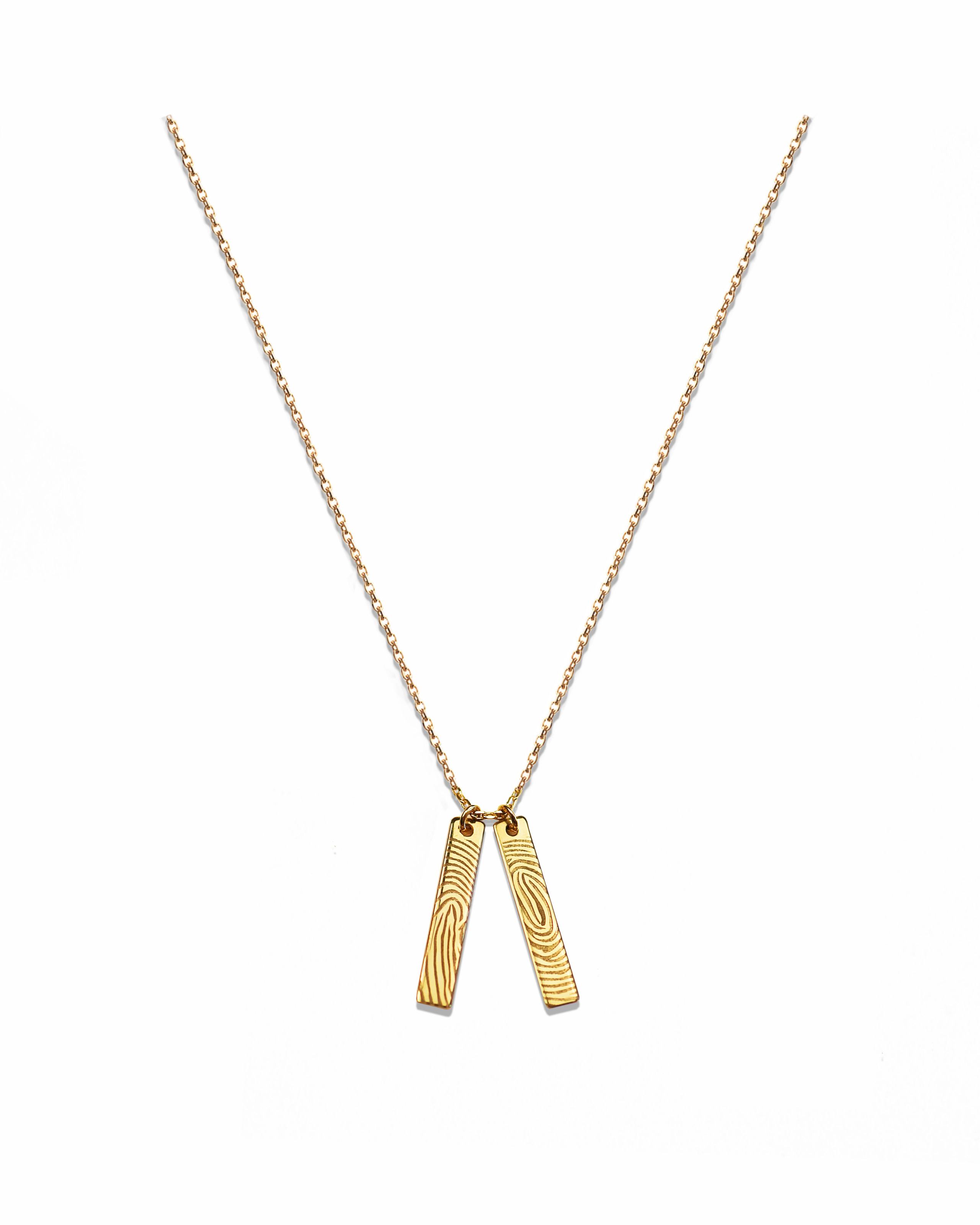 Double Tag Charm Necklace, Gold-Plated