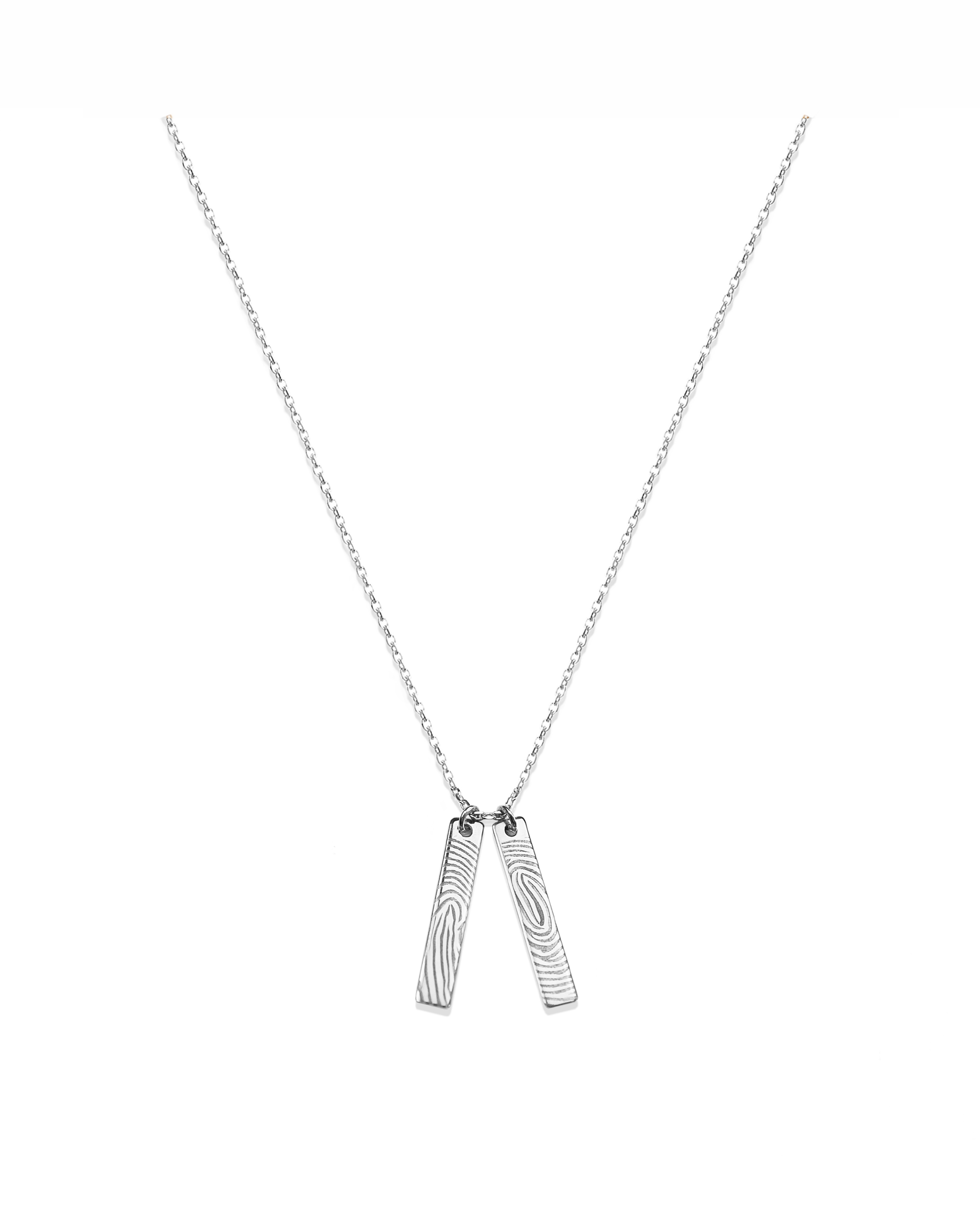 Double Tag Charm Necklace, Silver