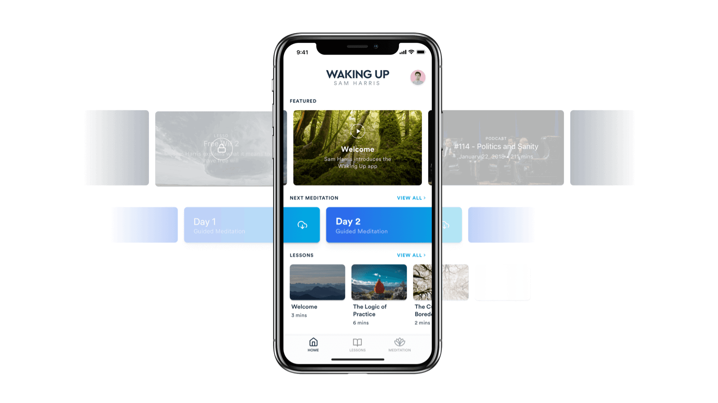 Waking up app homepage