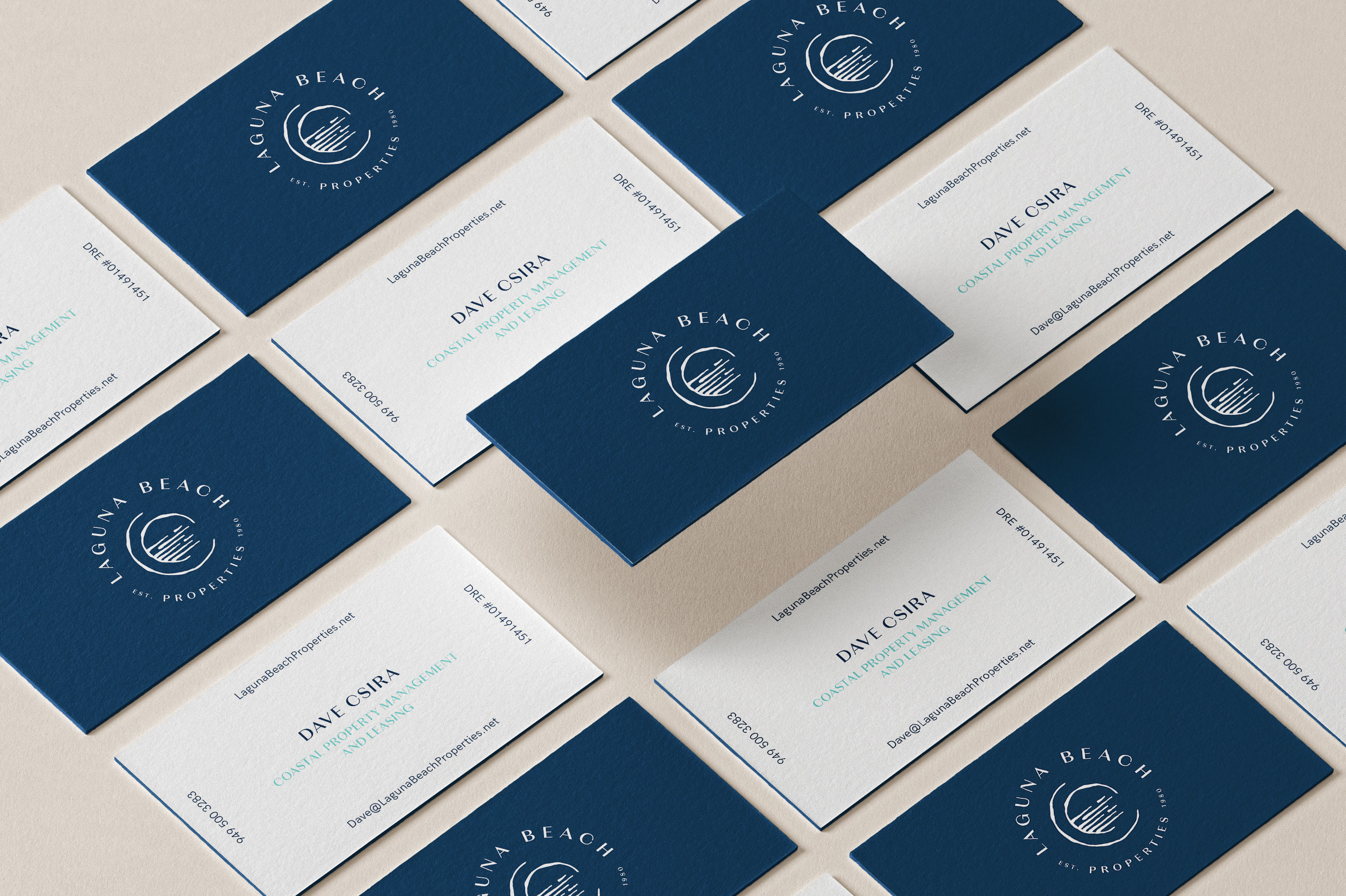 Business cards, Laguna beach properties, property, brand collateral, brand stationery