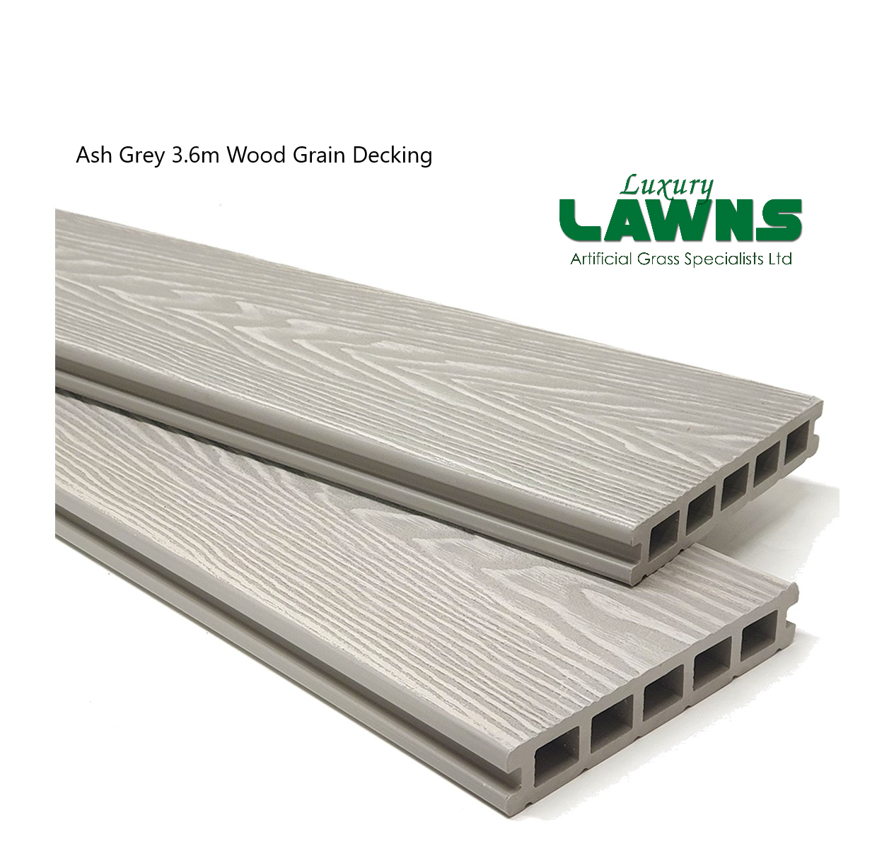 Ash Grey Wood Grain Composite Decking Kit 3.6m Boards (Reversible)