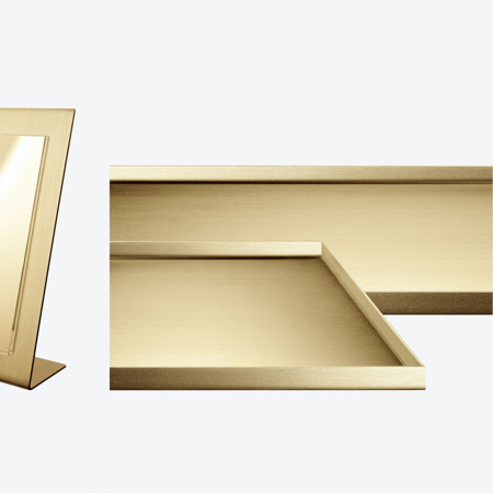 Ec Studio satin brass display trays for visual merchandisers