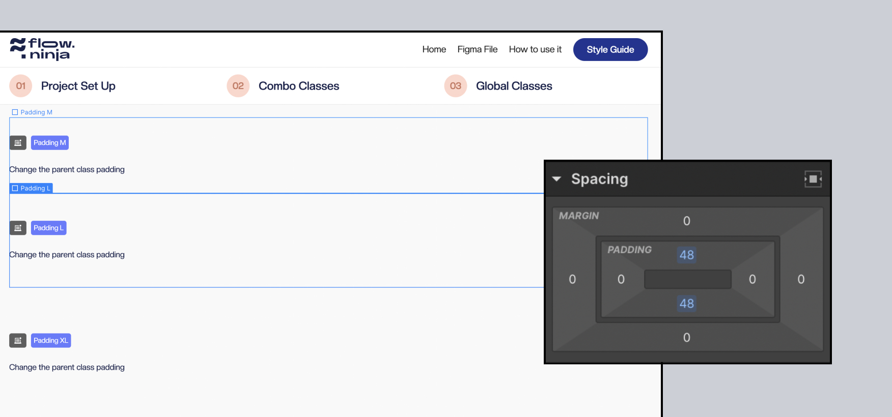 how to add spacing inside webflow