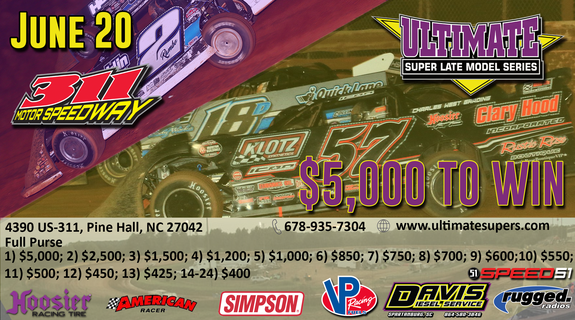 ULTIMATE Heads To 311 Motor Speedway For $5,000 To Win June 20