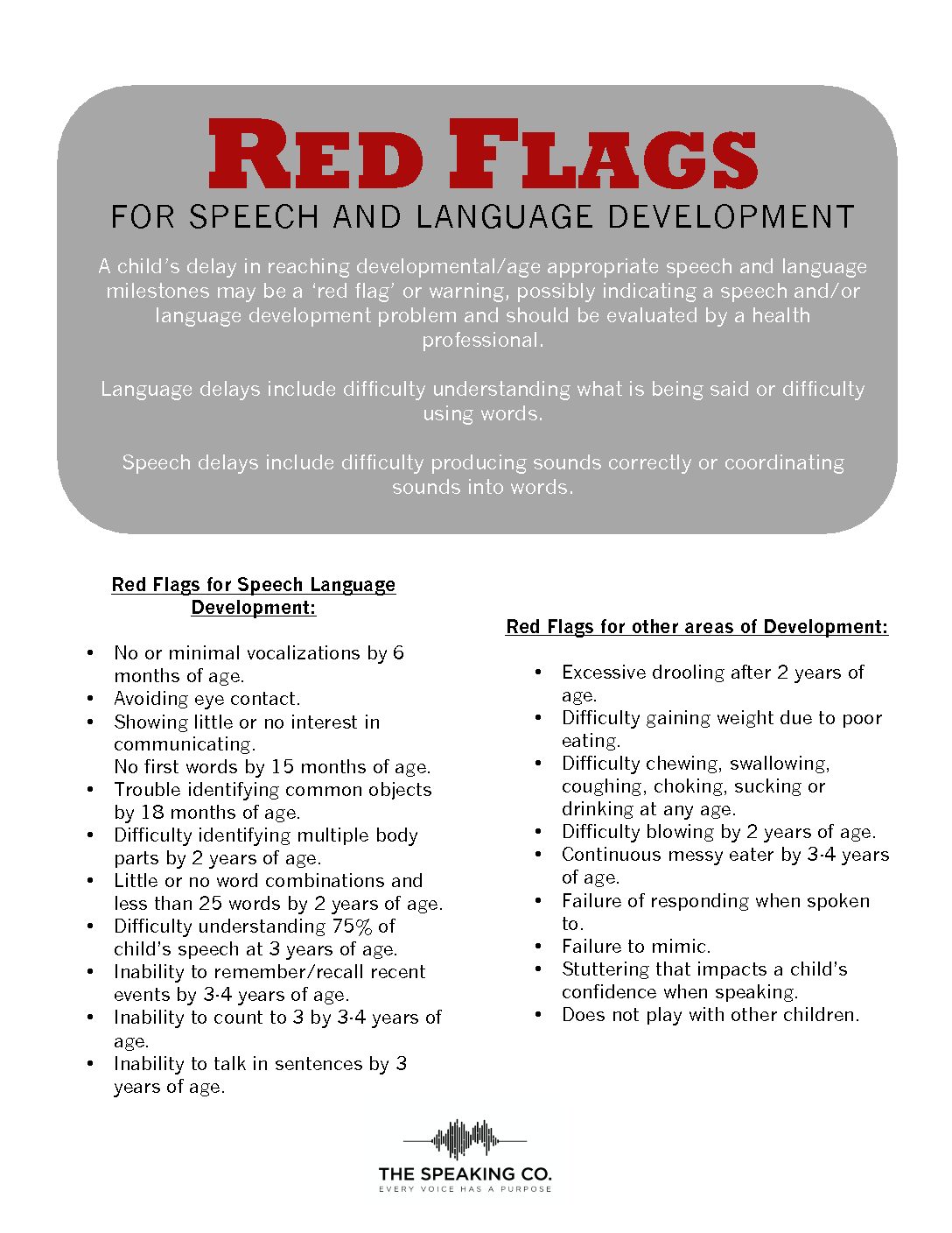 Red Flags for Speech & Language Development guide