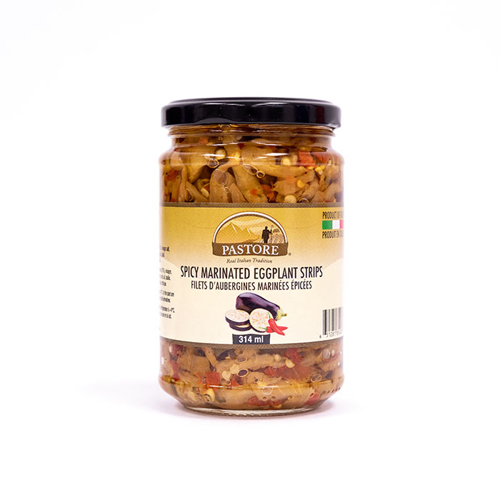 Pastore Spicy Marinated Eggplant Strips Tutto Gourmet Foods Inc.