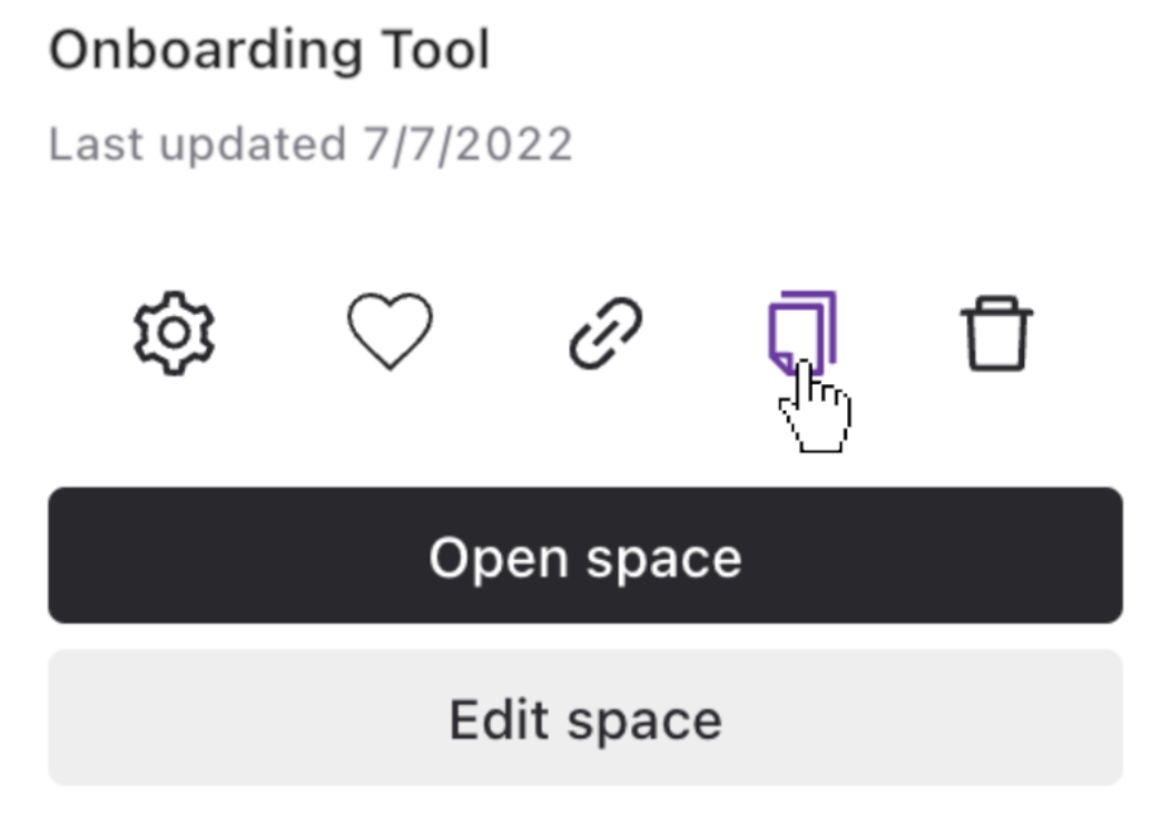 A screenshot of the Clone Space feature in Internal