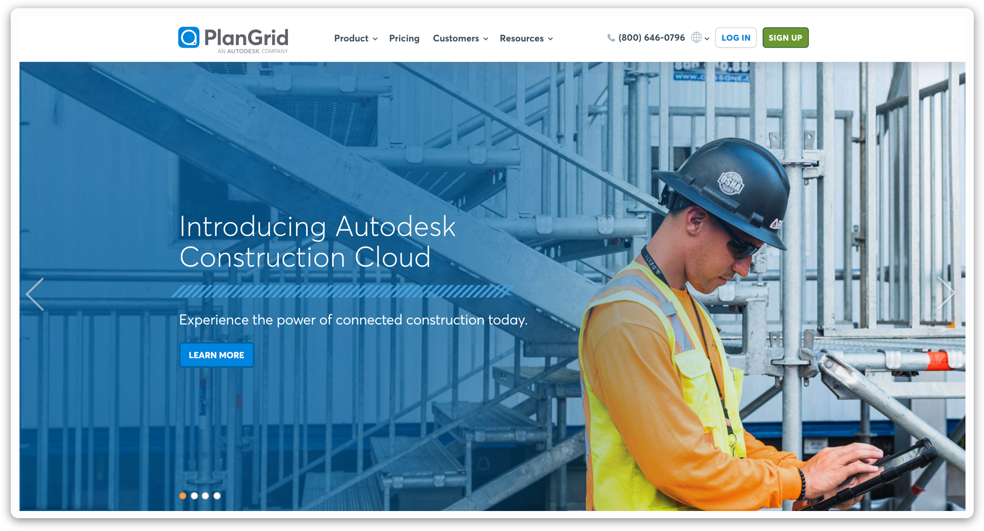 A Plangrid webpage for Autodesk construction cloud.