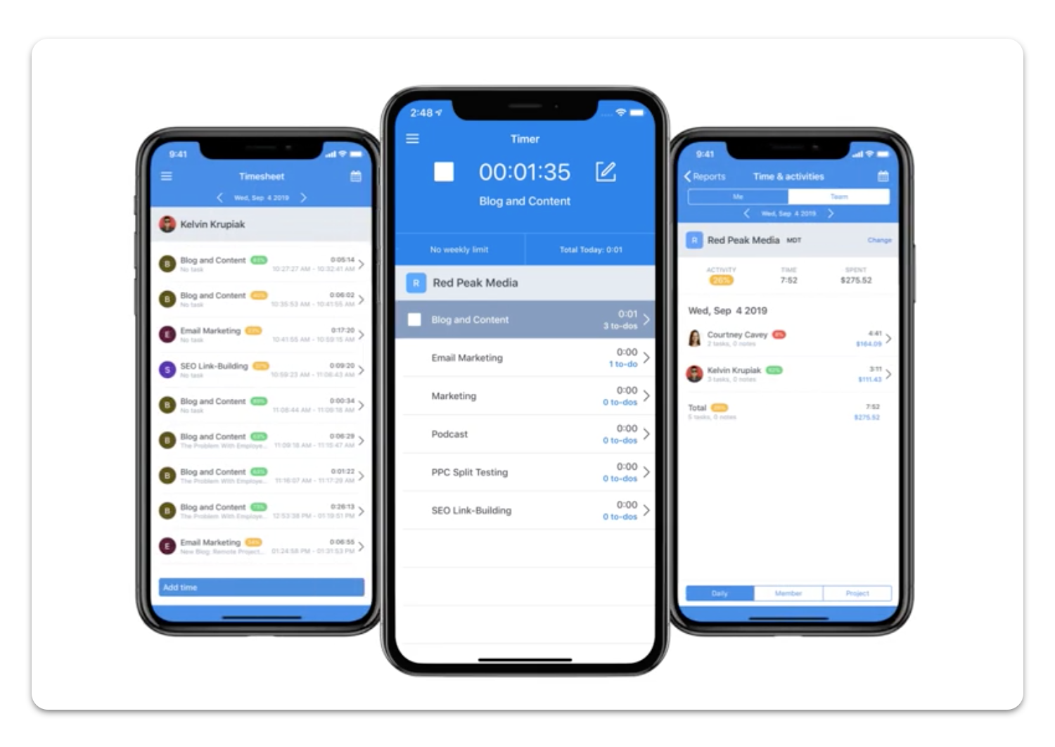 Hubstaff app mobile phone screenshot