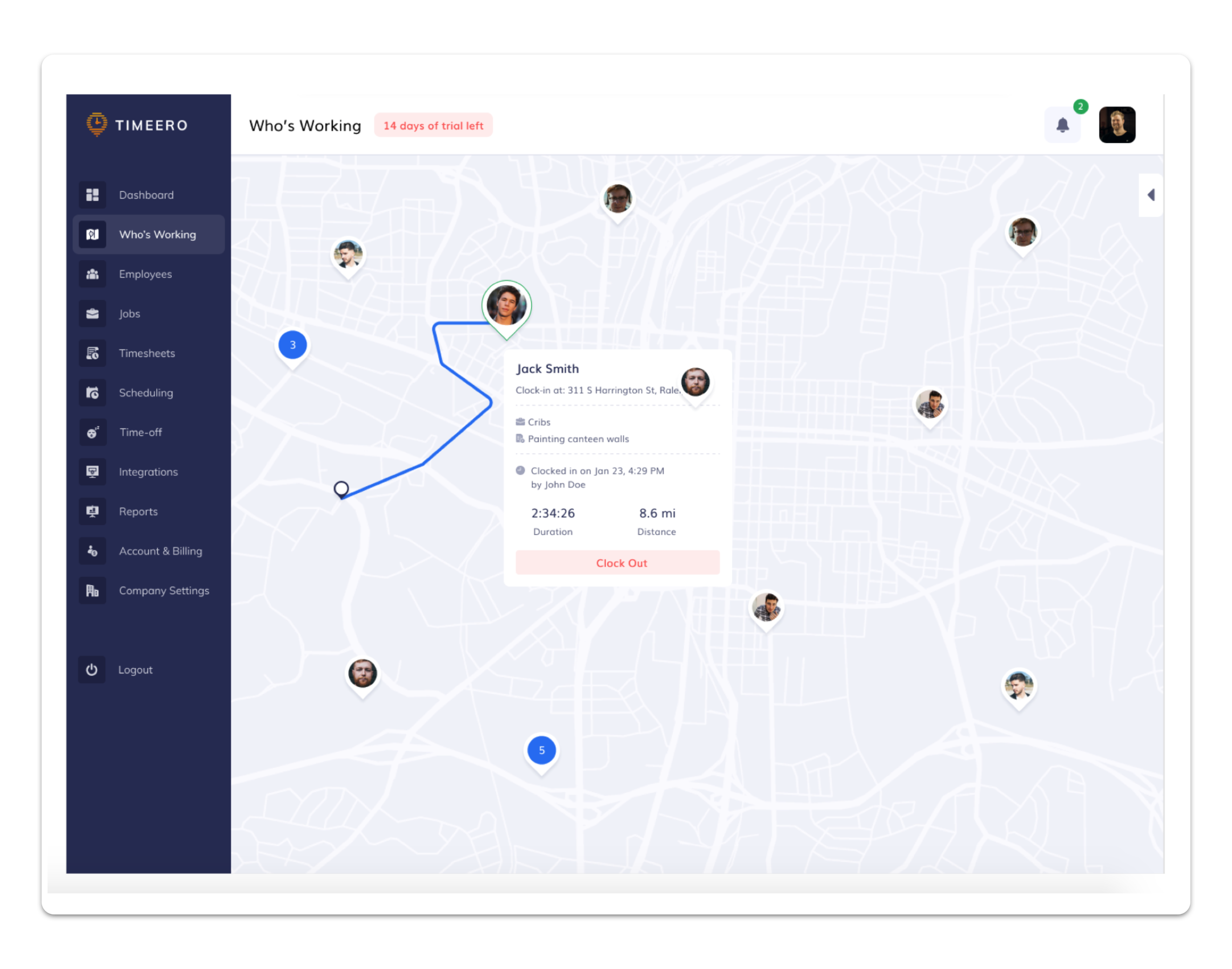 Timeero app screenshot