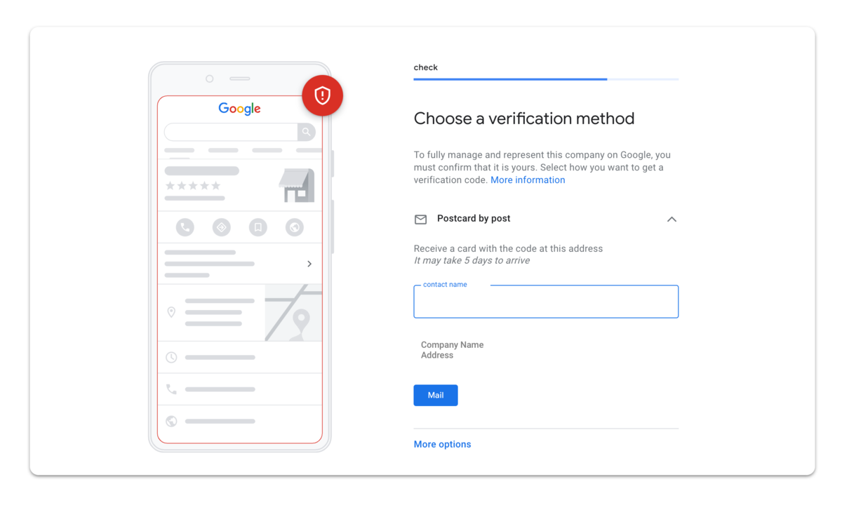 GMB verification page screenshot