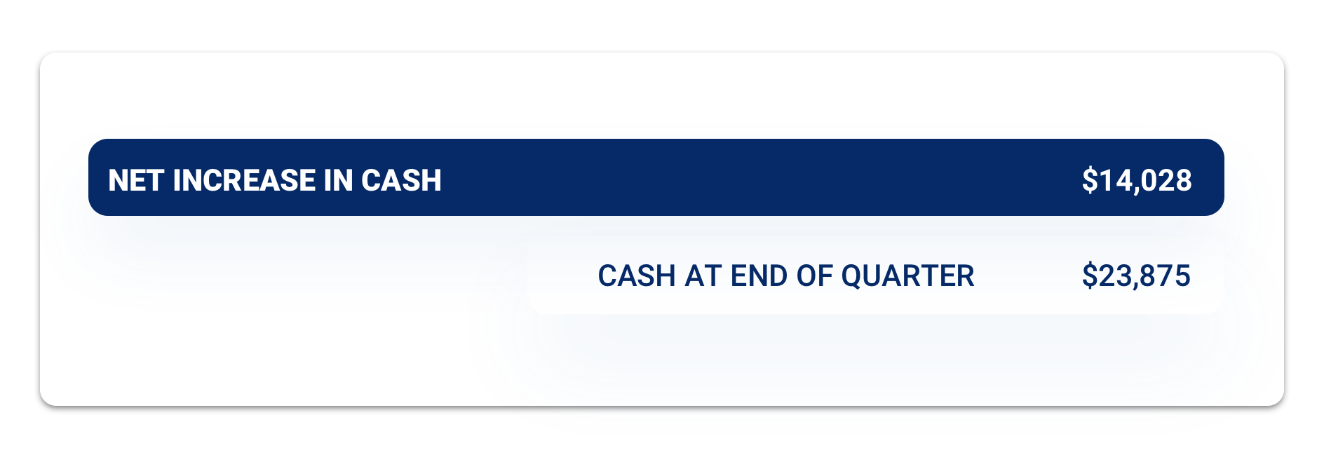 Cash flow statement — net increase