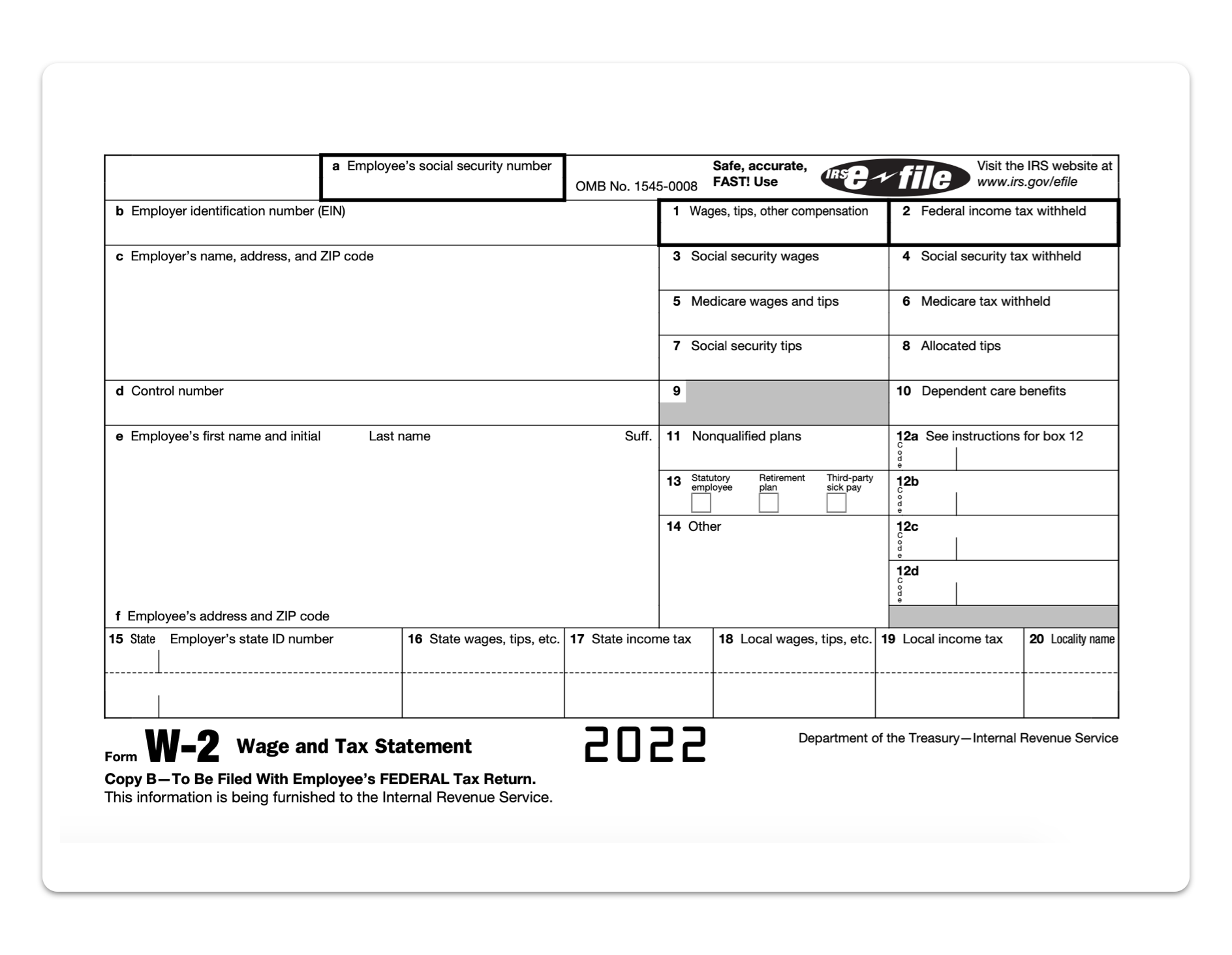 Blank IRS Form W-2