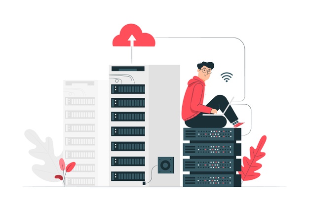 Cloud hosting concept illustration Free Vector