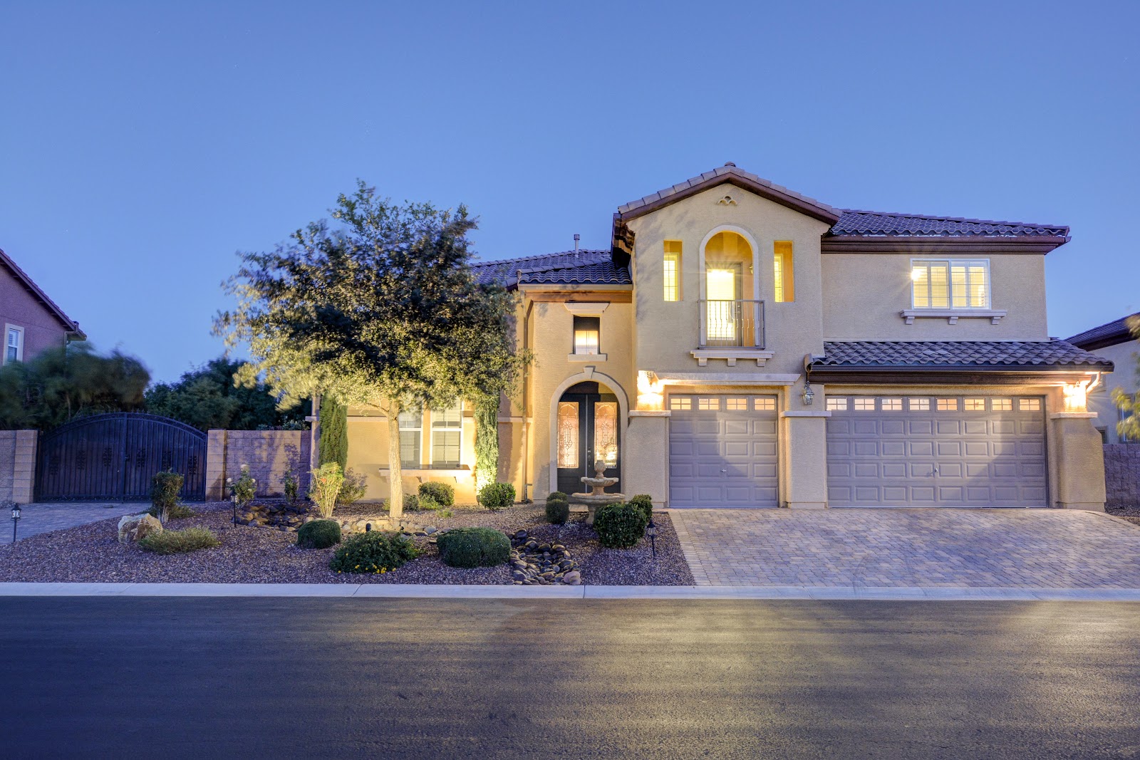 home exterior in the evening
