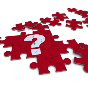 Red question mark puzzle