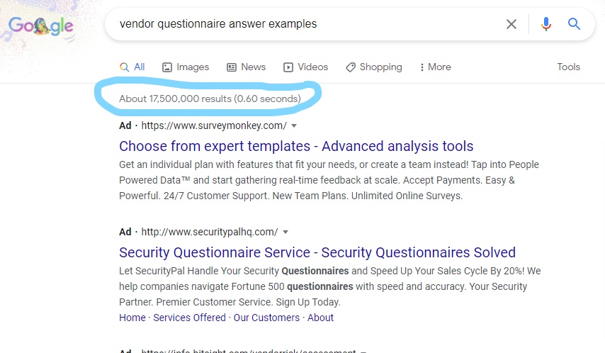 Google sceenshot example of search results
