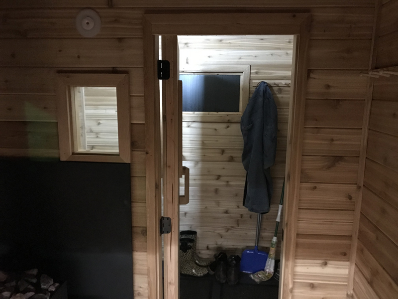 View of an in-progress in-house sauna build