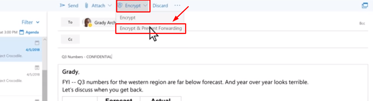 how to encrypt the email you just composed and keep it from being forwarded