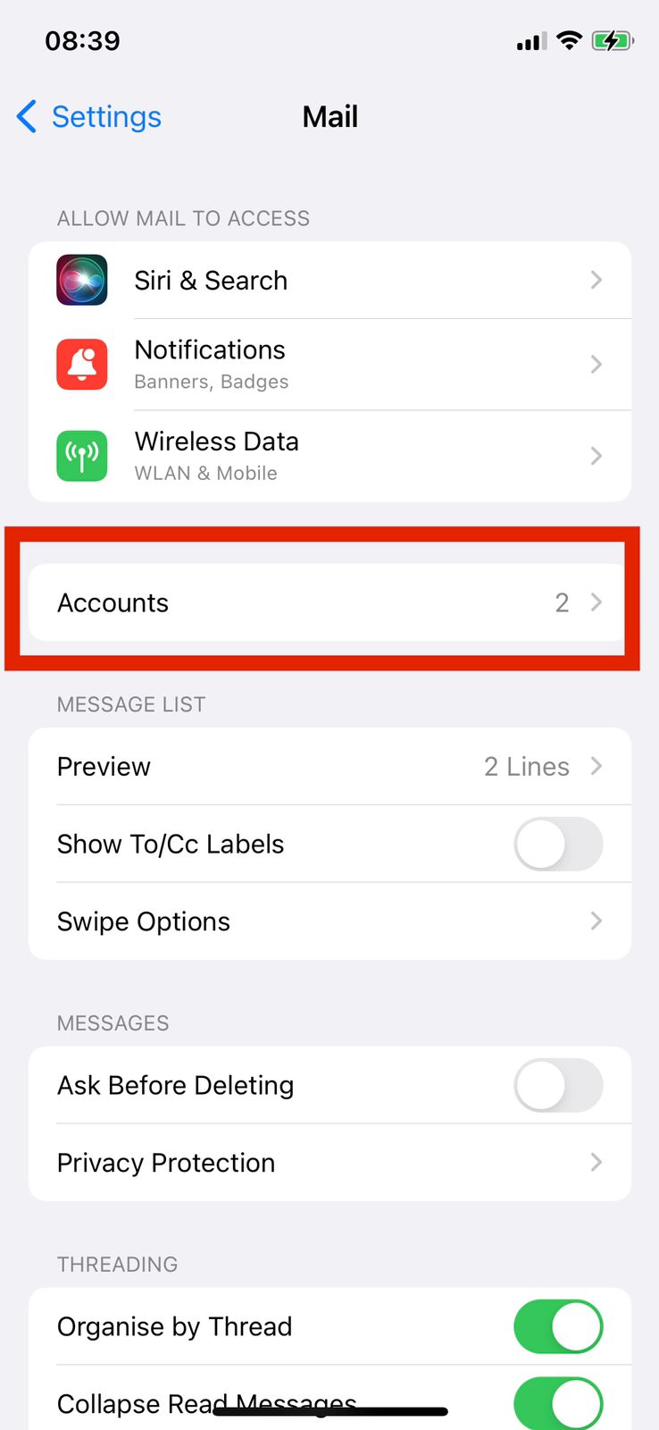 manage email accounts right from your iphone settngs
