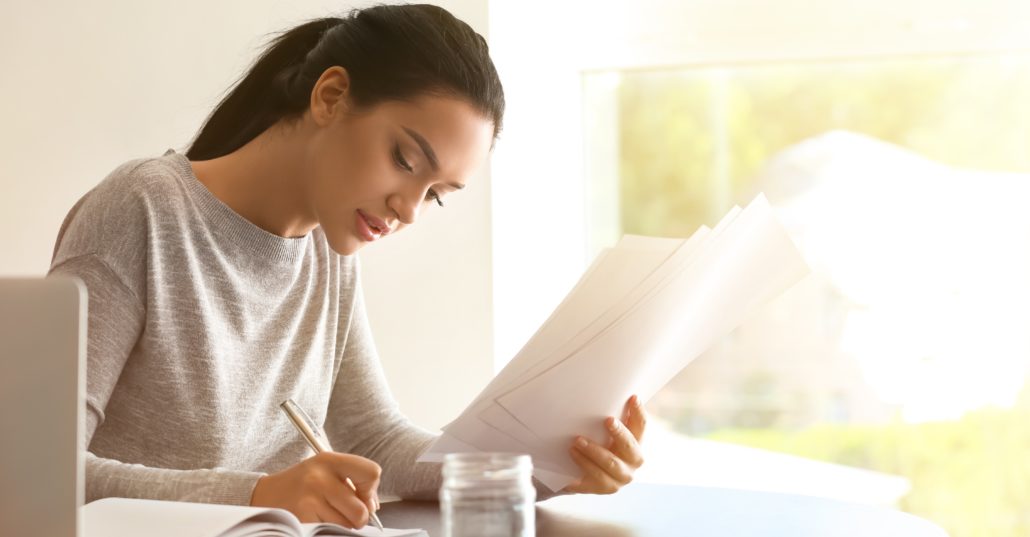 Woman filling out forms