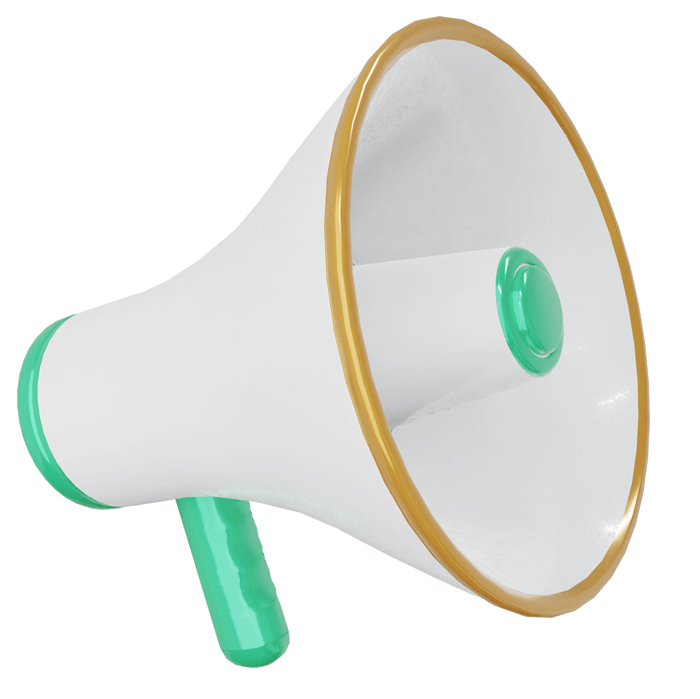 Image of a megaphone, visualizing that you can enable Hyro to shout your story to the world
