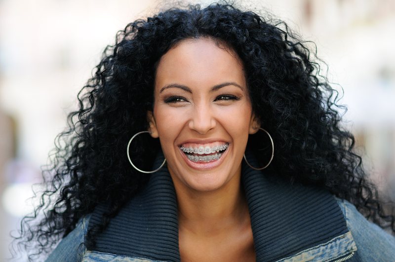 woman smiling with braces