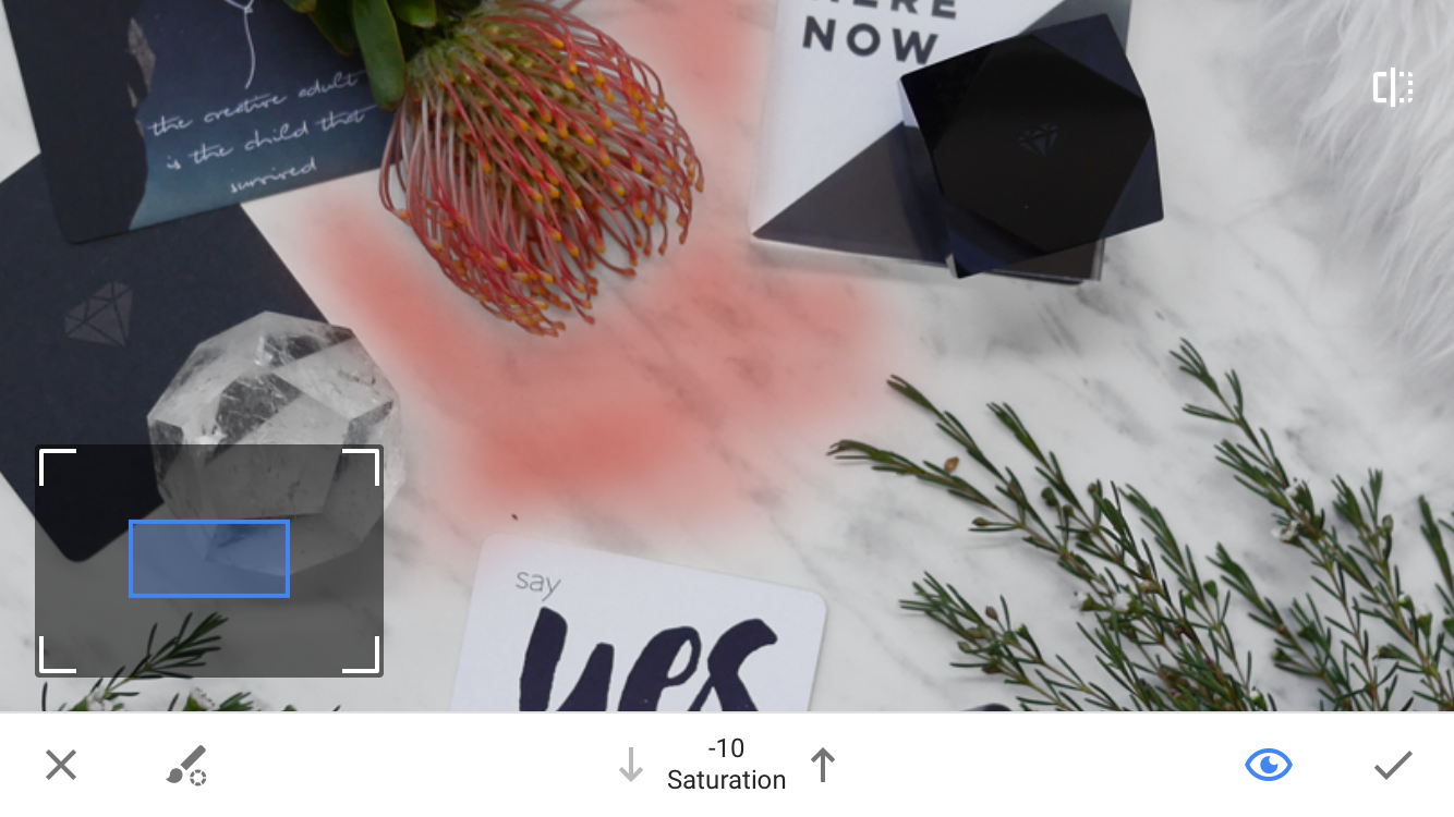 Pintura em efeito de edição seletiva em aplicativo móvel capturado