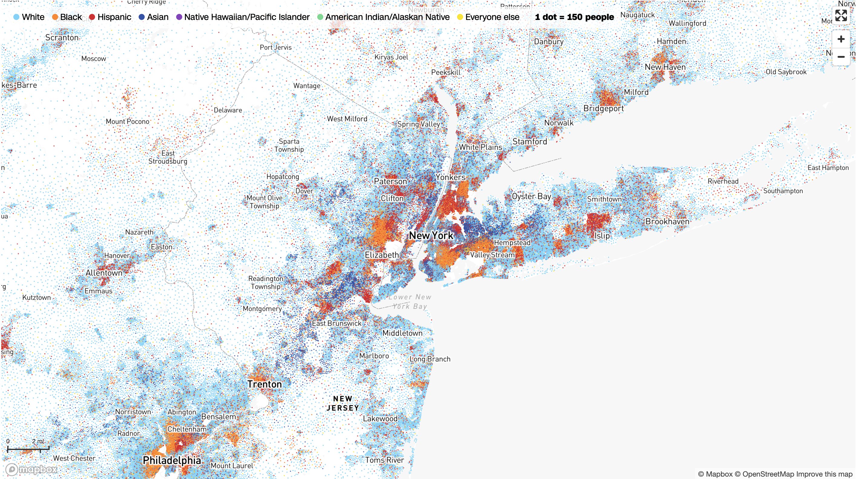 CNN race and ethnicity dot-density map from 2020 census data