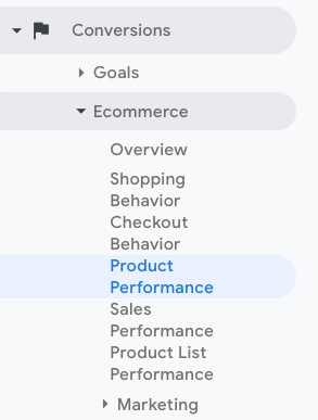 Product Performance Report in Google Analytics