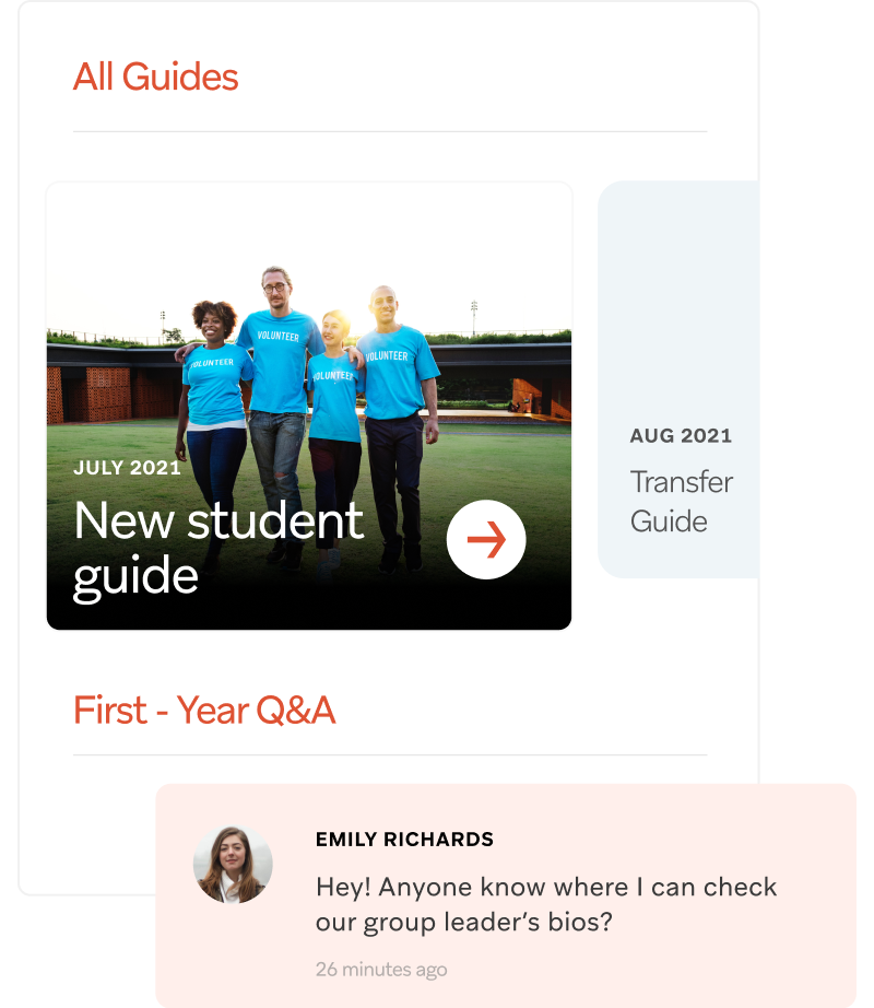 Personalized student orientation dashboard on mobile