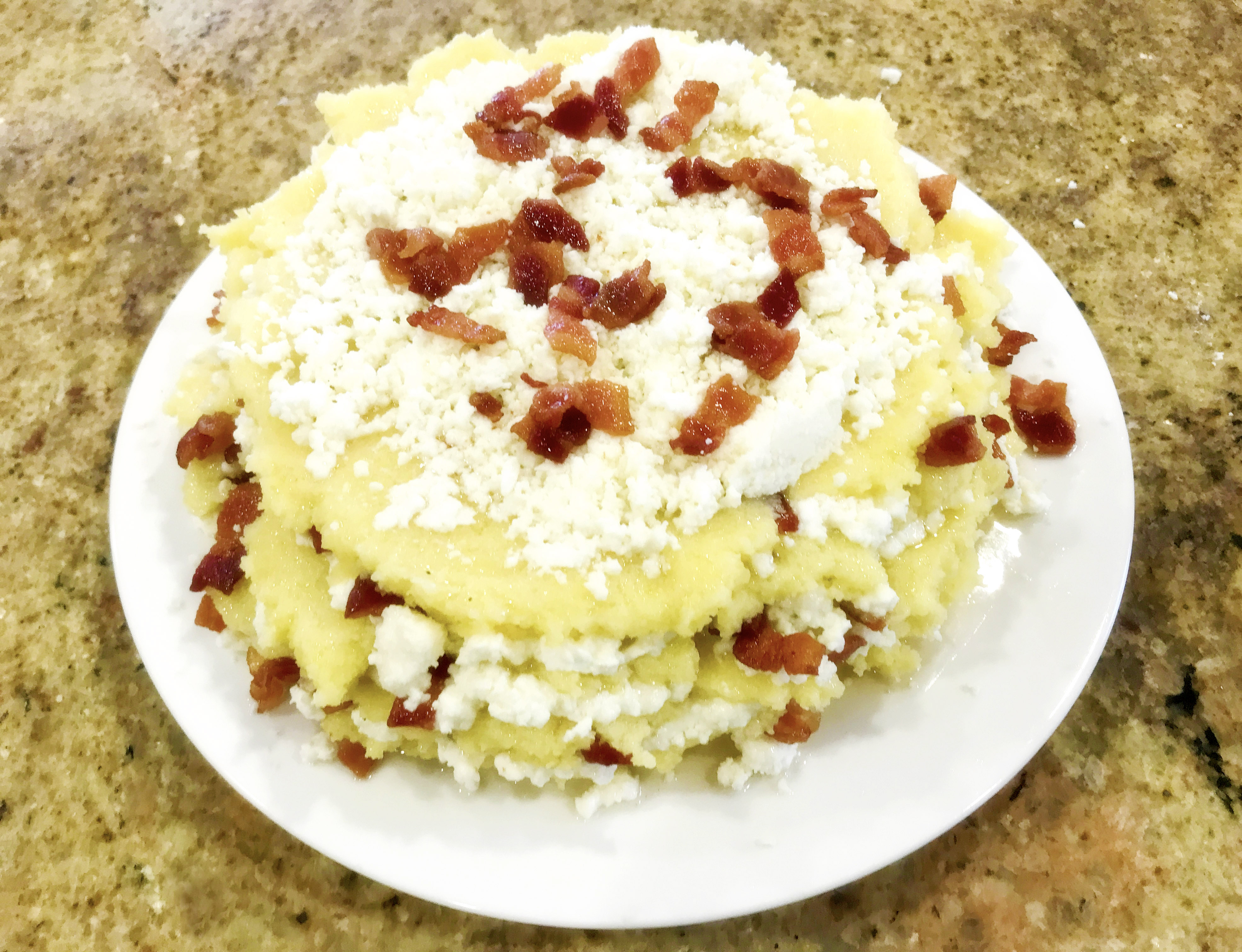 Mamaliga cu Branza (Cornmeal Mush with Cheese and Bacon)