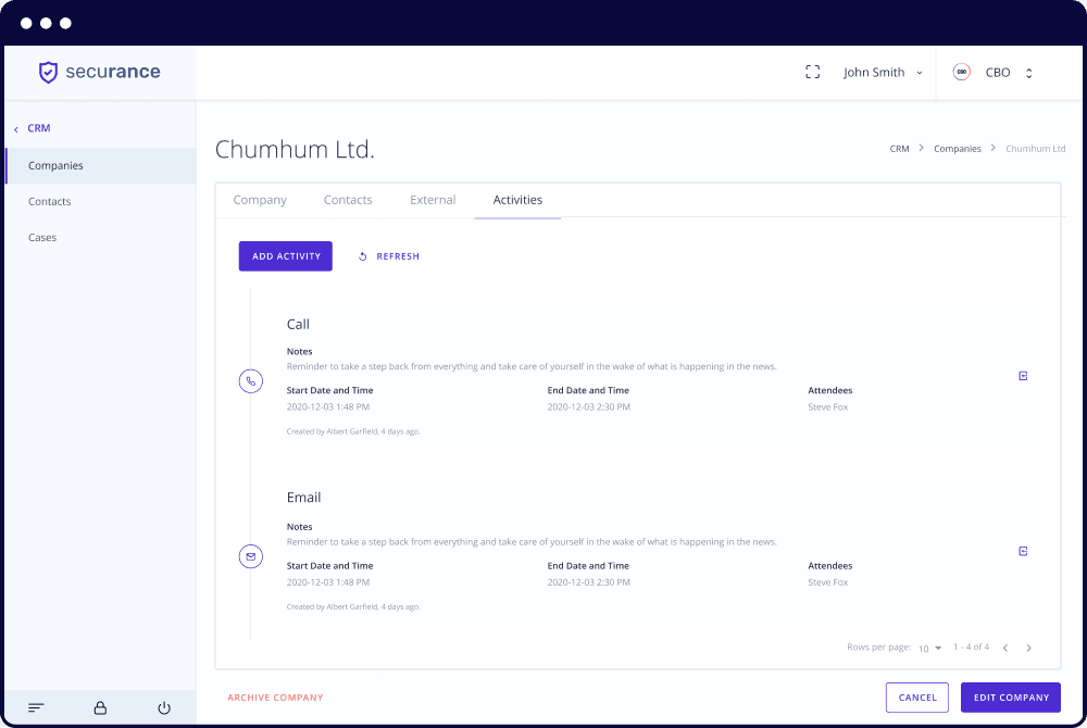 CRM Activity List