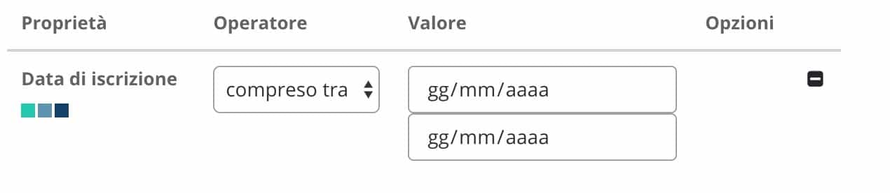 segmentazione utenti - data iscrizione
