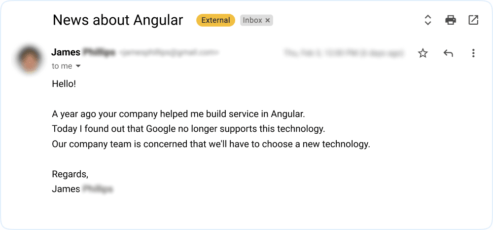 Is Angular dead? A client's email