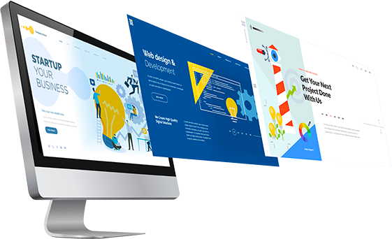 An computer showing a website with custom web design
